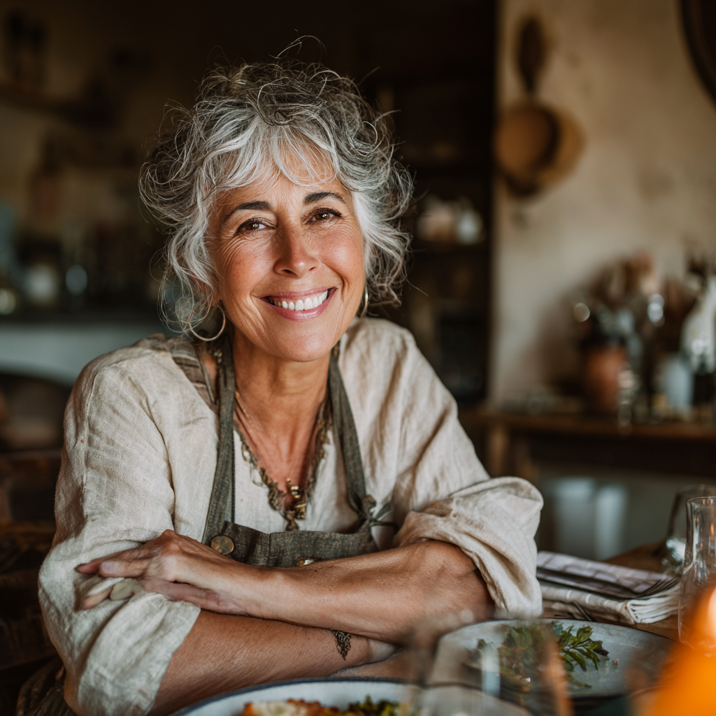 52 years old woman smiling after successful nutrition transformation with weltrumish